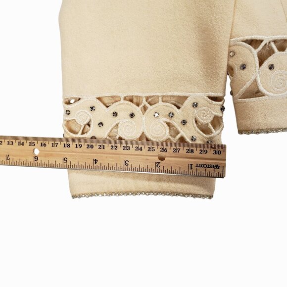 Nolan Miller Ivory Cutout Embellished Details & Open Front Design - Womens 10 - Picture 13 of 13
